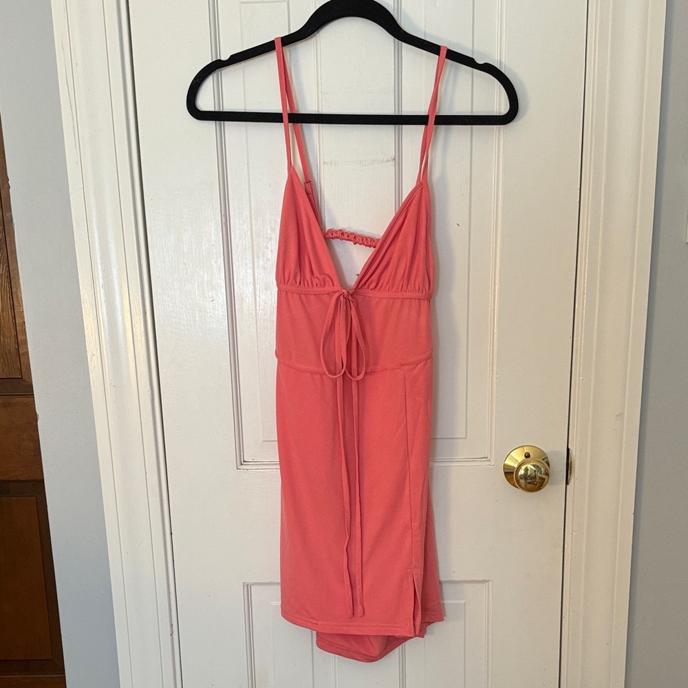 Hot pink Mini Dress with Spaghetti Straps